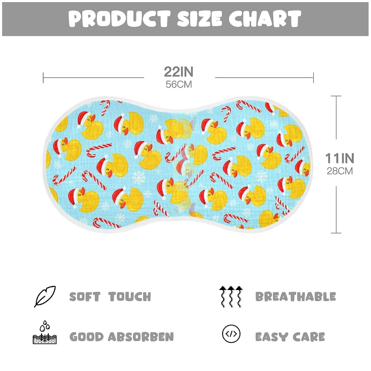 BabyOneStop Muslin Cotton Burp Cloths Set, Yellow Rubber Ducks Pattern