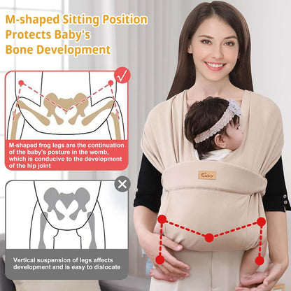 Cuby Baby Wrap Carrier Sling In Beige Cotton