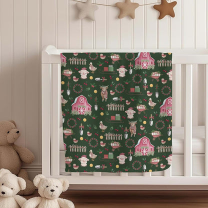 Cstdyfrv Farm Animals Baby Blanket
