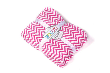 Bacati Ikat Chevron Toddler, Multi-Use, Travel, and Throw Blanket in Bright Pink (photo 4)