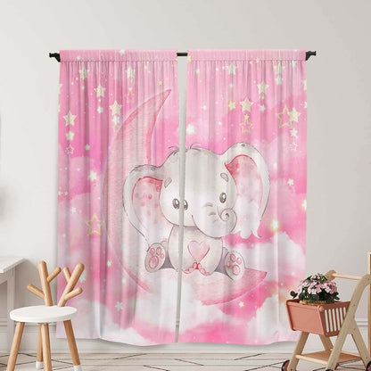 Yilinata Watercolor Elephant Curtains for Nursery and Kids Rooms