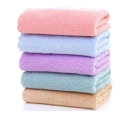 Warm Girl Baby Washcloths 5 Pack 12x12 Inches Microfiber Coral Fleece Extra Absorbent and Soft for Newborn Boy or Girl