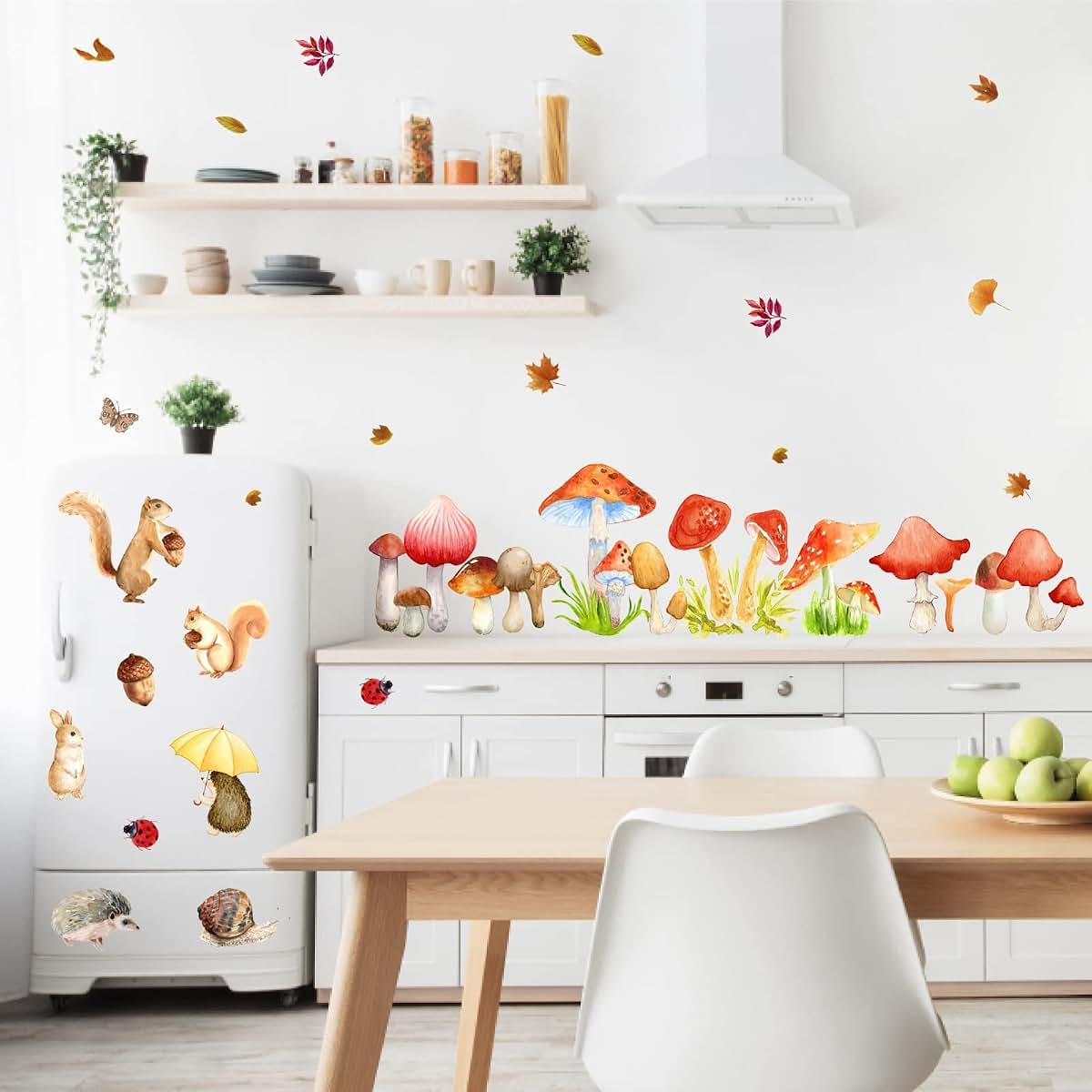 BabyOneStop Watercolor Mushroom Wall Decals Peel and Stick Kids Nursery Decor