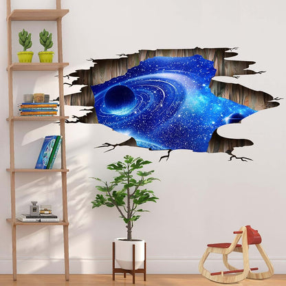 DTLIFEK 3D Galaxy Wall Decals Removable Universe Scene Blue Cosmic wall stickers Magic Milky Way Outer Space Dolphin