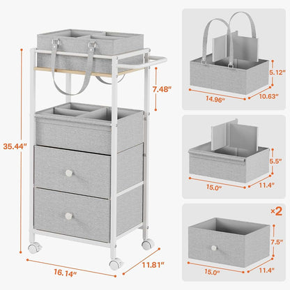 3In1 Modanais Baby Diaper Caddy Organizer Cart with Drawers, Light Gray (photo 2)
