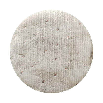 Lovely Kids Round Play Mat, Cotton Crawling Mat with Embroidery Print, Removable Washable, 85cm