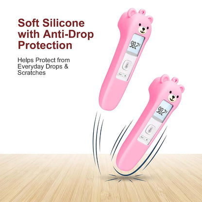 Zalcerin Cute Bear Silicone Thermometer Case for GoodBaby No-Touch Models, Pink