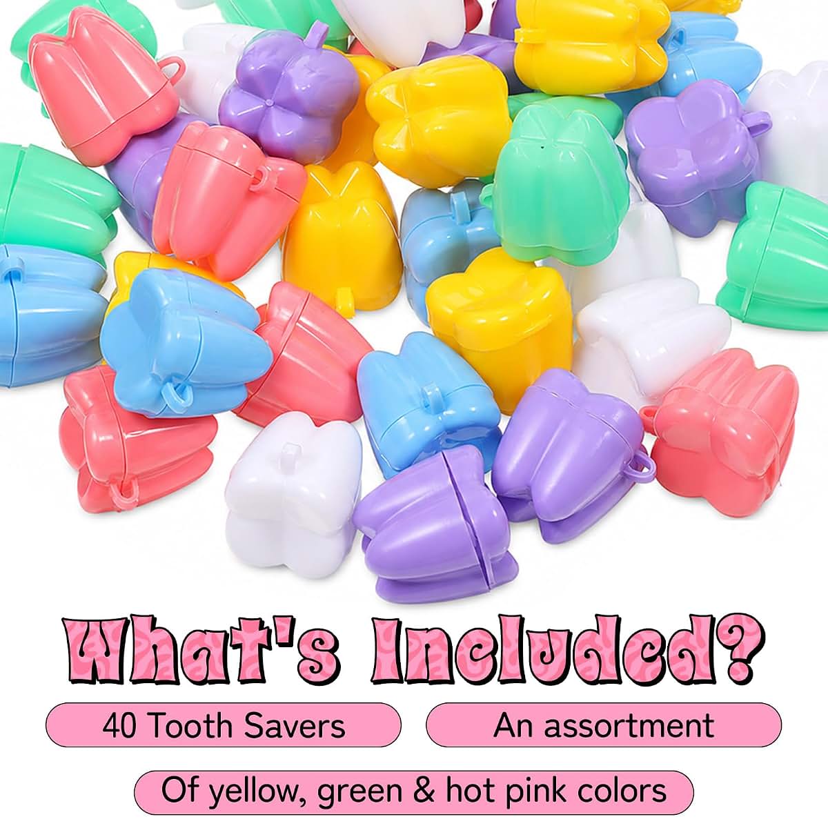 Lnidpd 40 Pcs Tooth Container Lost Teeth Holders Plastic Tooth Saver Box Colorful Fairy Storage Cases for Boys Girls (photo 3)