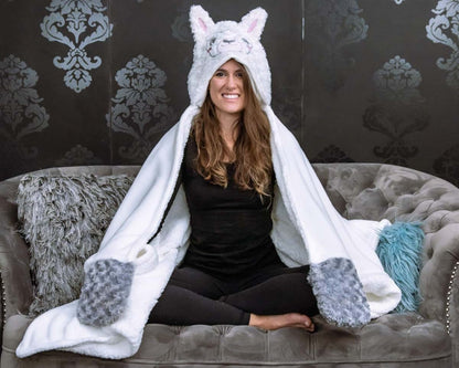 Thnapple Alpaca Llama Wearable Hooded Blanket