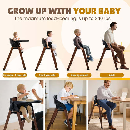 Soobaby 5-in-1 Convertible High Chair with Removable Tray