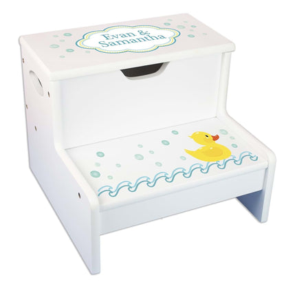 My Bambino Personalized Kids Step Stool - Rubber Ducky Storage Step Stool
