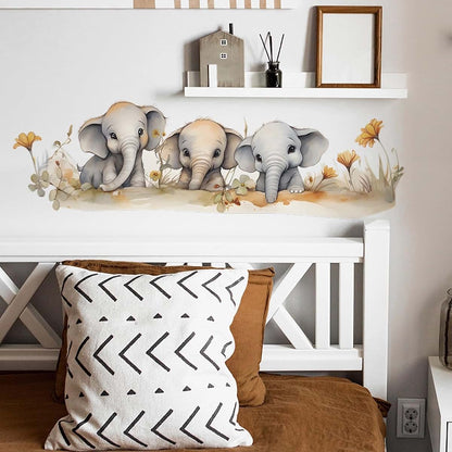 Sacinora Cute Baby Elephant Family Wall Stickers Removable Vinyl Decals