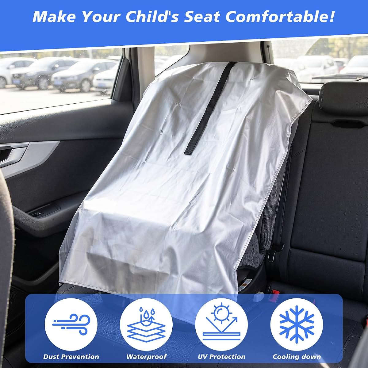 ElaraBerry Car Seat Sun Shade Cover, Reflective Heat Protector (photo 4)