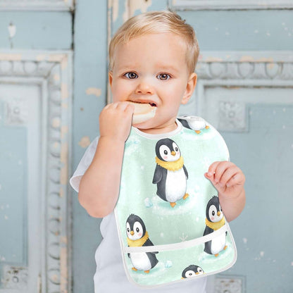 JUNZAN Muslin Baby Bib with Snap Closure, Cotton Top, Waterproof Layer, 1 Pack