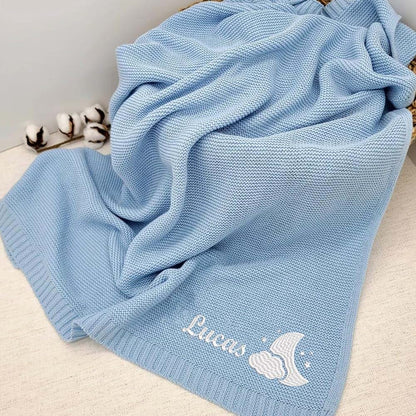 Noni Personalized Cotton Knit Baby Blanket, Embroidered Name, Custom Name, Newborn, Stroller Blanket (photo 3)