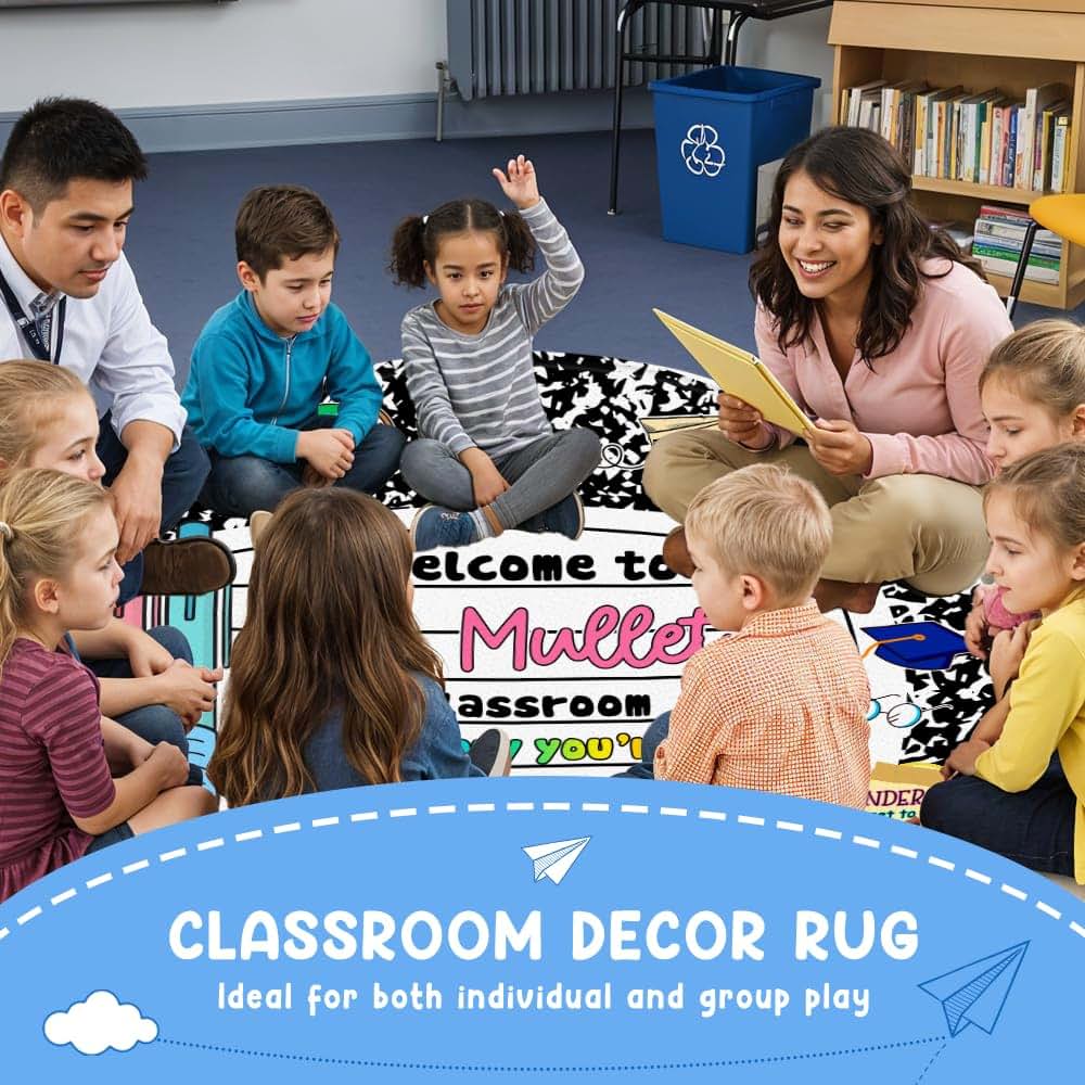 Chillgen Classroom Round Rug For Kids With Notebook Design (photo 3)