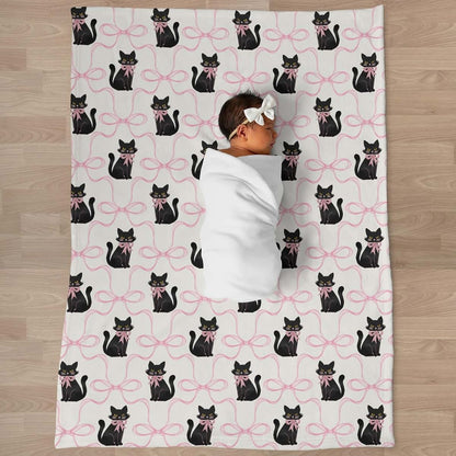 Selgkds Halloween Black Cats Pink Bows Baby Blanket 40x50 Inch (photo 3)