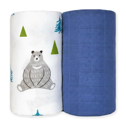 NOOVIA 2-Pack Baby Muslin Swaddle Blankets, 43x47 Inch, Cotton