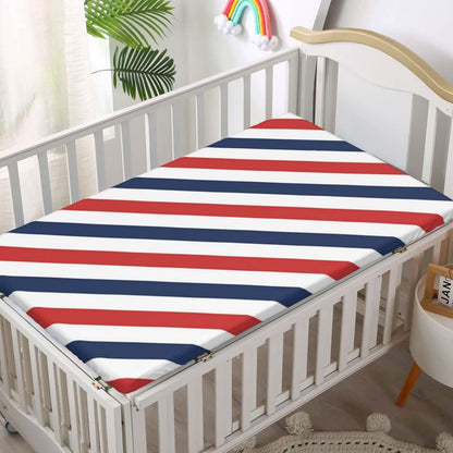Harbour Stripe Themed Fitted Mini Crib Sheets for Pack 'n Play Mattresses, 24” x 38”