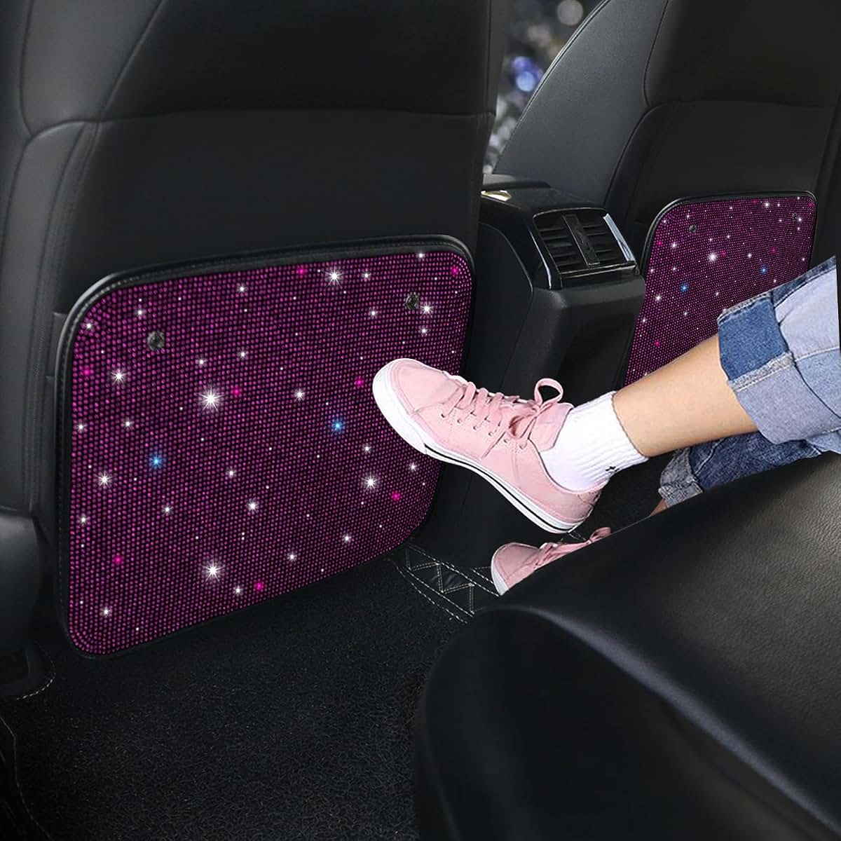 ELKOHA Sparkling Diamond Car Back Seat Kick Protectors 2pcs