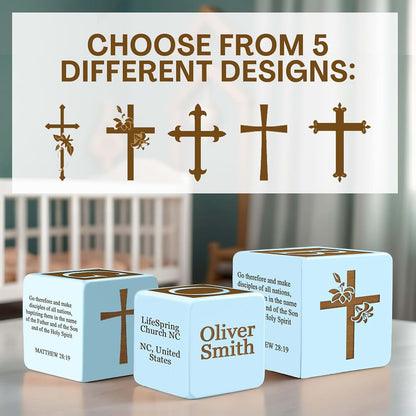 Custom Empire Shop Personalized Baby Baptism Wood Block, Customized Laser Engraved Baptism Gifts for Boys & Girls (photo 4)