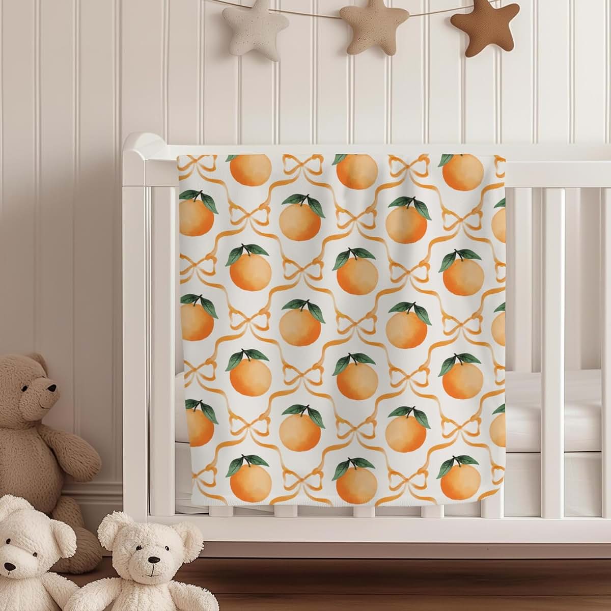 Cstdyfrv Watercolor Oranges Bows Baby Blanket, 40x50 Inch Flannel Swaddle (photo 4)