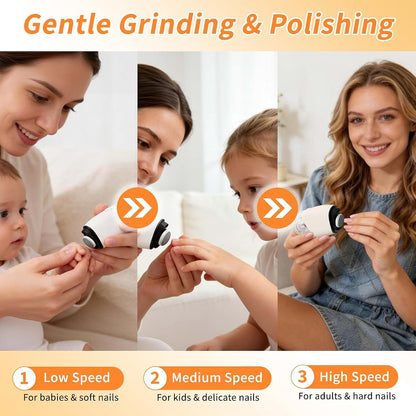 MIRAIWATIMO 2026 Upgrade Electric Nail Trimmer – 3 Speeds Baby Nail File Electric (photo 3)