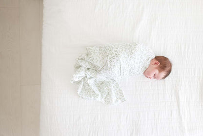 Lulujo Greenery Muslin Swaddle Blanket for Baby | 100% Cotton Receiving Wrap