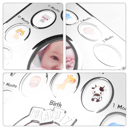 Kqcibz My First Year Baby Photo Frame, Silver Rectangular 12-Month Picture Display (photo 2)