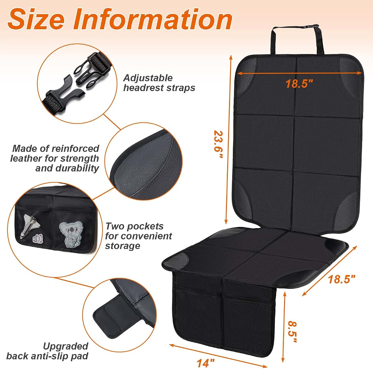 Husfunov 2-Pack Car Seat Protector With Non-Slip Backing And 600D Waterproof Fabric