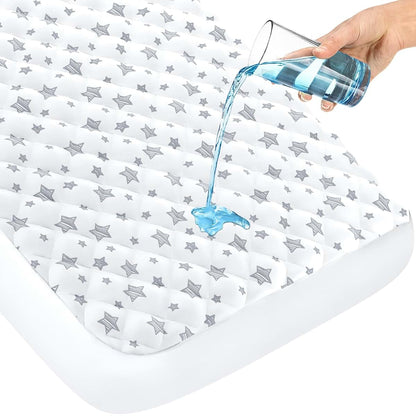 Crib Mattress Protector Waterproof Quilted Pad Cover for Toddlers 52" x 28"