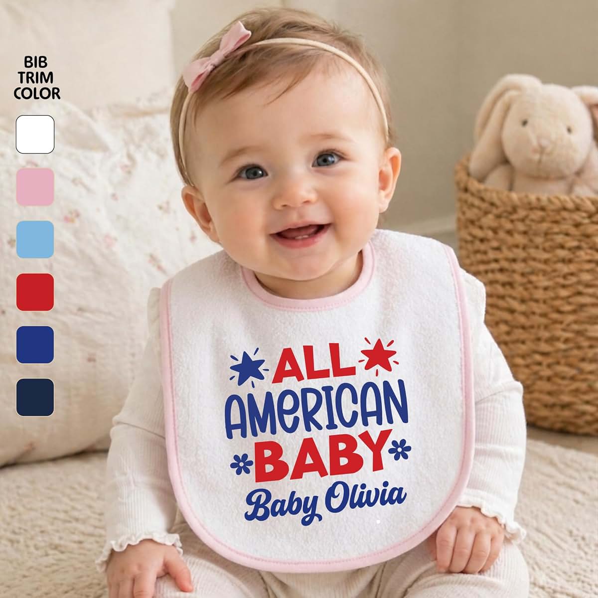 Smiling Jindo Personalized All American Baby Bib (photo 2)