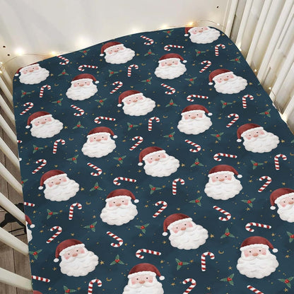 Santa Claus Fitted Baby Crib Sheet 52"x28" Soft Polyester