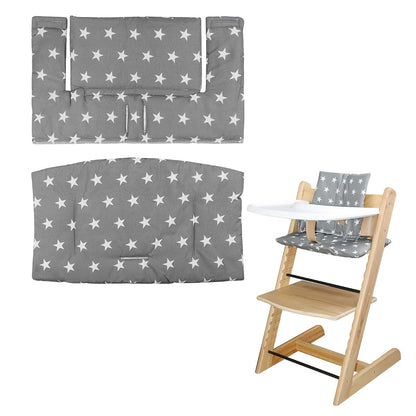 LLHQAMT Cushion for Tripp Trapp High Chair, Grey Star Pattern, Cotton Two-Piece