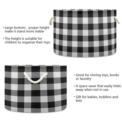 Kigai White Black Buffalo Plaid Cotton Rope Storage Basket