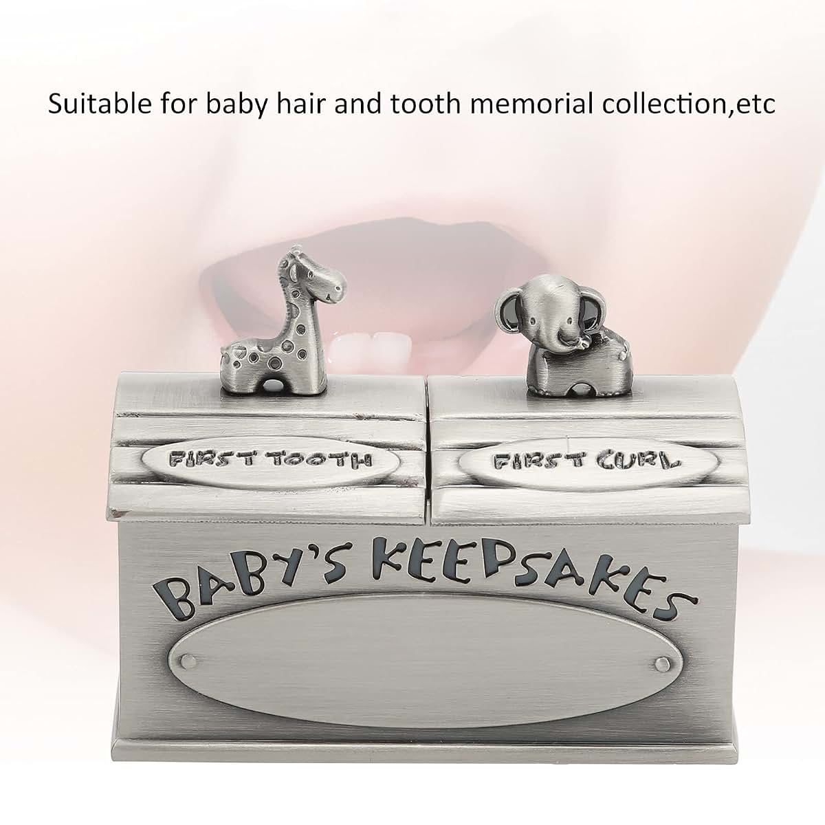Kukyller Baby Keepsake Box Silver Tooth Box Baby First Tooth and Curl Keepsake Box Tooth Holder First Haircut Keepsake (photo 3)