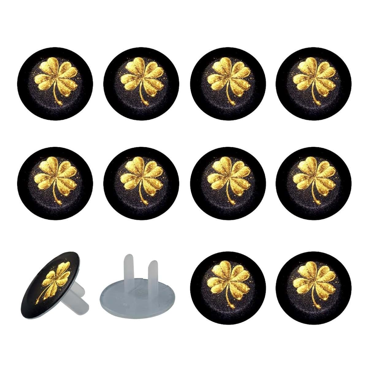 CDGIRUOWUNV Baby Safety Outlet Plug Electrical Socket Covers, Gold Four Leaf Clover (1)