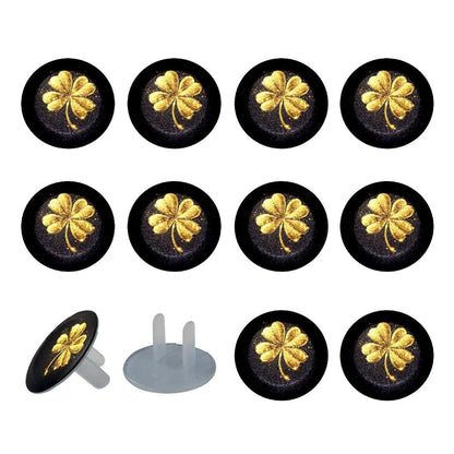 CDGIRUOWUNV Baby Safety Outlet Plug Electrical Socket Covers, Gold Four Leaf Clover (1)