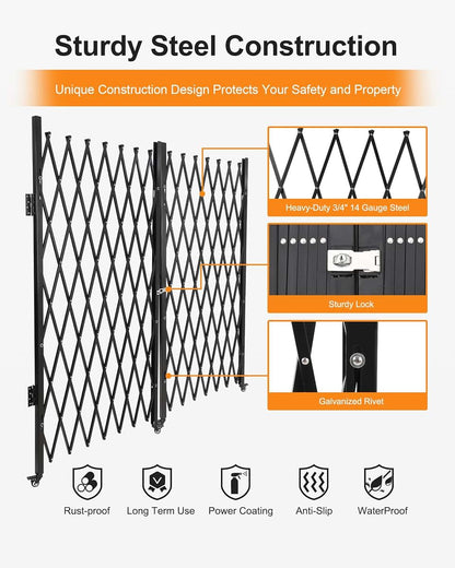 ExploreHorizon Double Folding Security Gate, 61" H x 122" W Flexible Expanding Gate (photo 3)