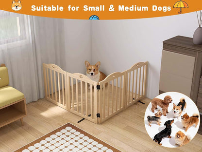 Oapety Freestanding 4-Panel Wooden Pet Gate, 23.6" Tall