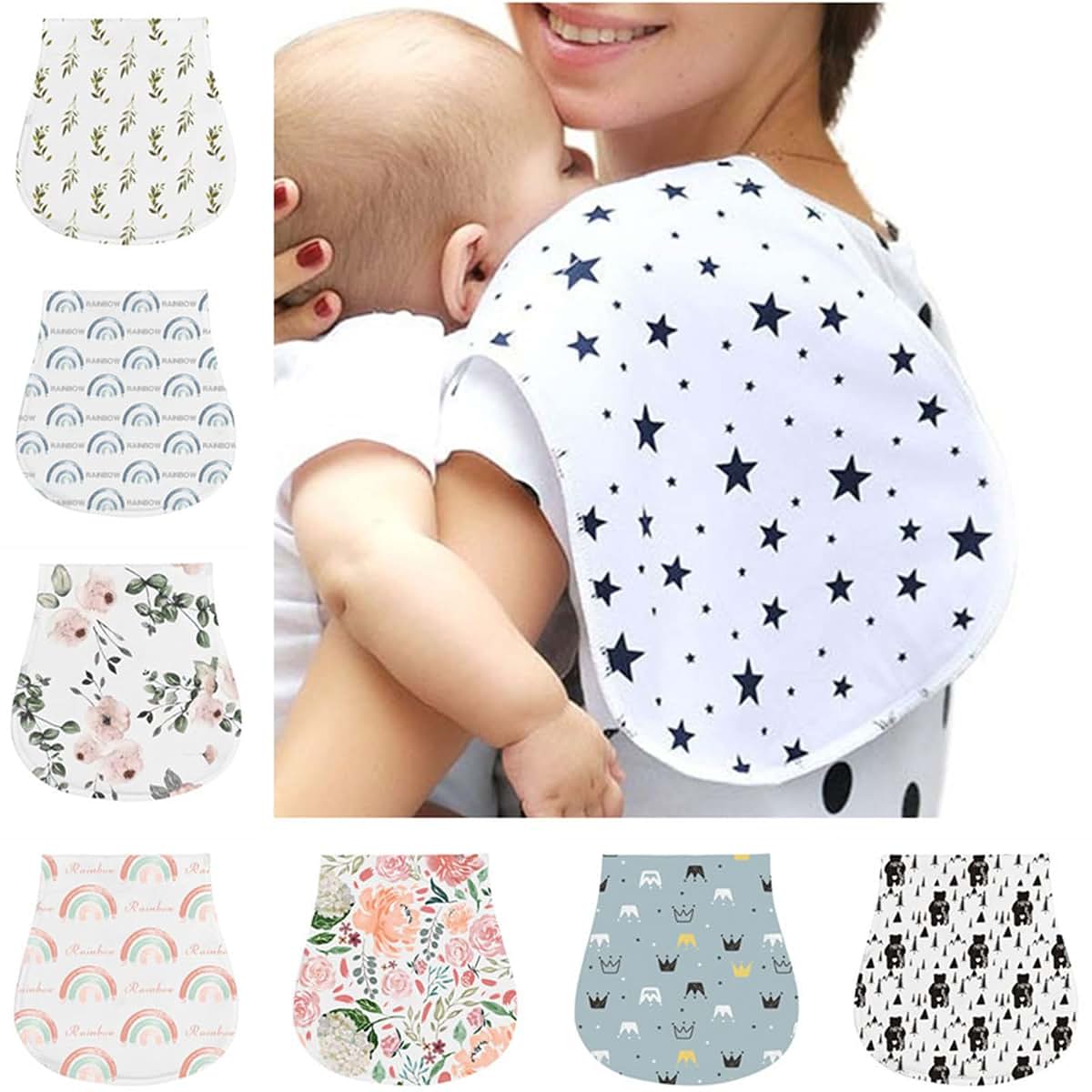 Ultra-Absorbent Baby Burp Cloths, 19x9 Inches, Neutral Color, Machine Washable