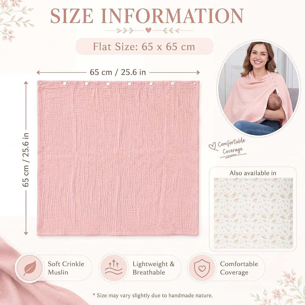 CrystalSylara 2 Pack Muslin Nursing Cover in Floral Pink (photo 2)