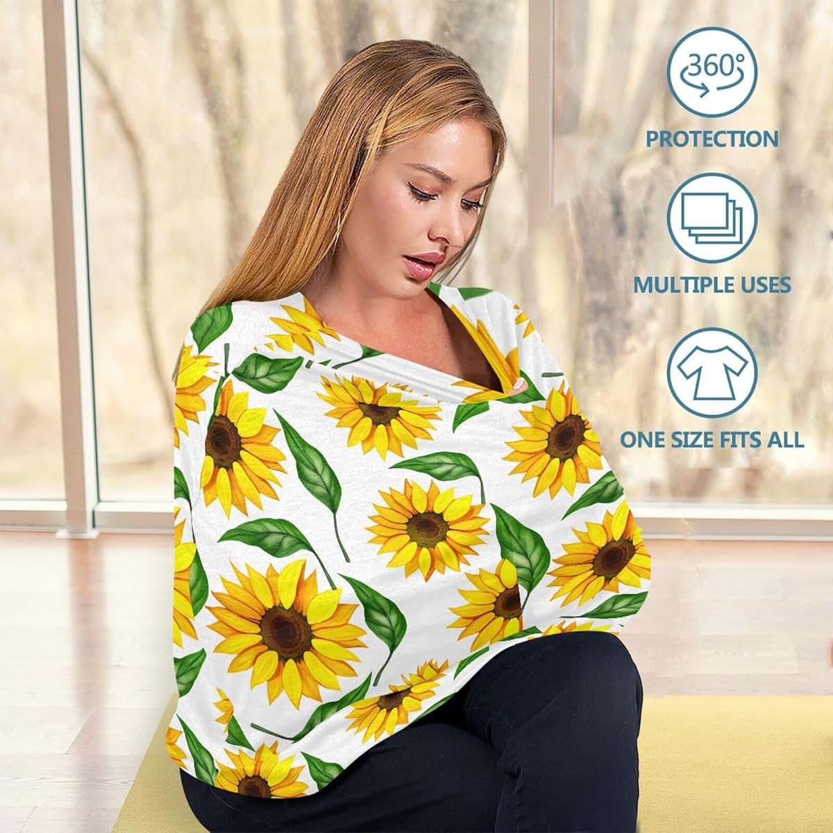 BabyOneStop Leaf Sunflowers Stretchy Multi-Use Car Seat Cover