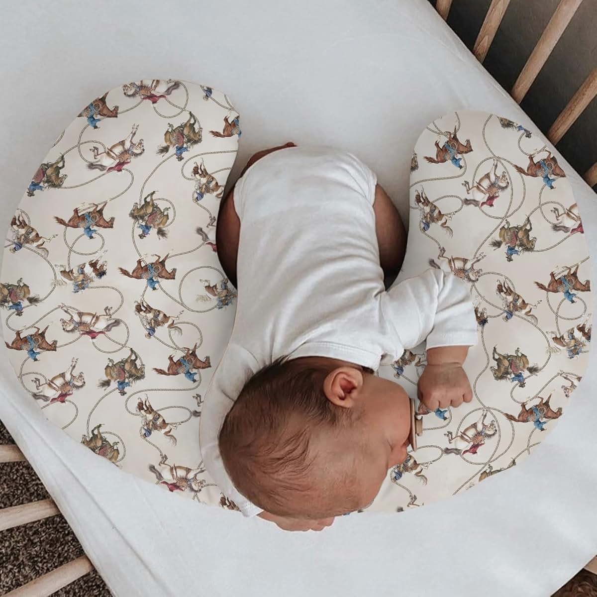Selgkds Vintage Cowboy Life Nursing Pillow Covers Country Western Cowboys Horse Soft Stretchy Removable Covers for (photo 2)