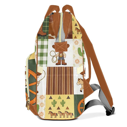 Joyestore Personalized Cute West Cowboy Custom Mom Bag with Name,Dad and Mom Diaper Backpack for Baby Boys (photo 3)