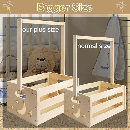 Wooden Baby Shower Crate Closet Bigger Size Storage Basket With Handle