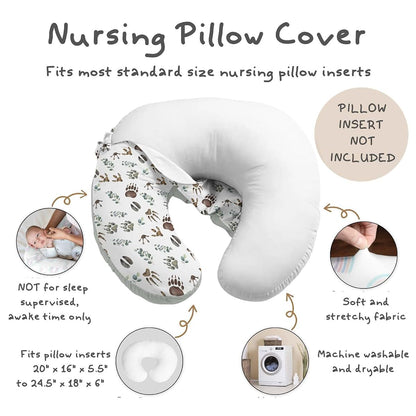 Tewrnvioc Nursing Pillow Cover with Wild Animal Footprints Theme