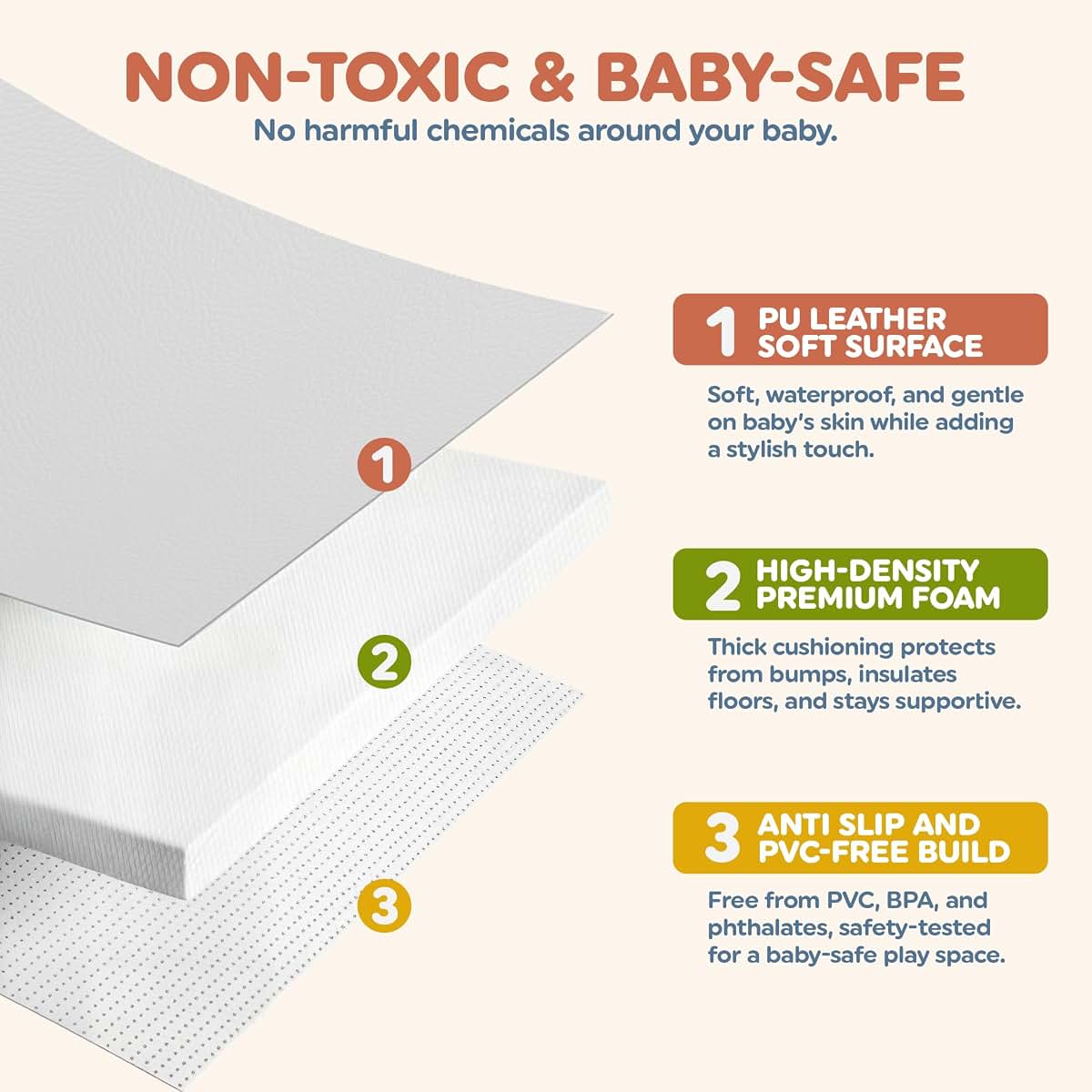Motherly Haven Thick Baby Play Mat – 50x50x1 Rollable Foam Floor Mat for Kids, Tummy Time, Crawling & Safe Indoor Play (photo 4)