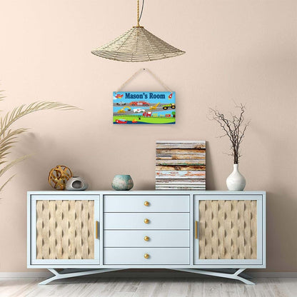 CUSDECOR Personalized Various Transportation Vehicles Kid Room Door Sign Car Boys Bedroom Wall Decor Custom Name (photo 4)