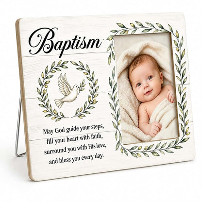 JDAWFWFJ Wooden Baby Baptism Picture Frame